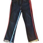 MOTHER Women's Straight Leg Jeans in Blue with Red Stripe Size 30 Photo 5