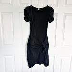 Peruvian Connection Black Short Puff Sleeves Sarong Tie Dress Photo 1