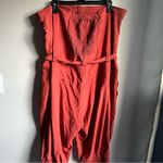 Caren Sport 2X Rust Strapless Elastic Top Jumpsuit with Belt Red Photo 1