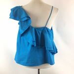 Free Press  Blue Asymmetrical Ruffled Tank Top Photo 4