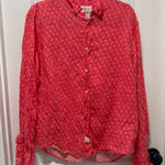 Frank & Eileen  size Large Paul Shirt Pink Linen Palm Tree Print Button Down‎ Photo 0