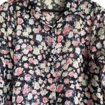 About A Girl Top Women 4 Navy Floral Long Sleeve Button Up Girly Cottage Boho Photo 5