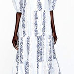 ZARA ✨ Bloggers Favorite Printed & Embroidered blue white maxi Sz Medium dress✨ Photo 0
