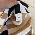 Striped Black and Tan Knit Dress Sz Medium White Photo 4