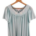 Miss Elaine Nightgown Blue Sstin Feel Lightweight Short‎ Sleeve Womens Large Photo 2