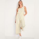 Banana Republic Lightweight Ivory Sleeveless Wide Leg Jumpsuit Photo 2