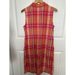 Talbots  Dress Size 14 Orange Plaid Sleeveless 100% Cotton Pockets Shirt‎ Dress Photo 4