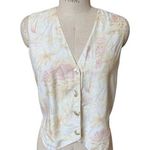 Vintage Tropical Pastel Rayon Vest From Livingston Williams Size Medium/ Large Yellow Photo 0