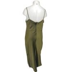 Taylor Olive Green Silky Satin Sleeveless Cami Cowl Neck Tank Slip Dress Size 16 Photo 1