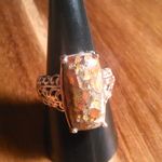Matrix Fire Opal 14K Rose Gold Over Copper Ring (Size 9) Photo 9