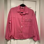 Pink City Size L Pink Bedazzled Pocket Long Sleeve Colorful Mixed Button Shirt Size L Photo 0