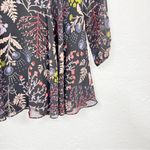 Kimchi Blue  Black Floral Mini Dress Womens 4 Long Sheer Sleeve Boho Casual Photo 2