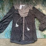 Suzanne Betro NWT Weekend paisley floral tassel long sleeve blouse, size medium Photo 0