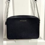 Michael Kors Jet Set Item Large East West Black Silver Crossbody Bag Photo 2