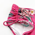 Cupshe High Waisted Hot Pink Floral Side-Tie Ruched Bikini Bottom Photo 2