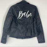 Noisy May Black Faux Leather Biker Moto Jacket Customized Babe on Back Small S Photo 11