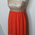 Max Studio champaign sequin coral High low mini dress size 7 Photo 1
