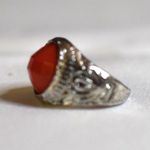 Source Unknown NWOT Lt. Pumpkin Orange Inset Glass Stone Etched Silver Tone Szs 5-6 & 8 Rings Photo 3