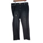 Brooklyn Girl Y2K Navy Distressed Denim Jeans Size 18 Straight Leg Stretch Black Photo 9