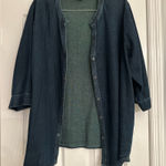 Hot Cotton by Marc Ware Blue Denim Snaps Shirt Sz 3X 3/4 Sleeve USA Vintage READ Photo 0