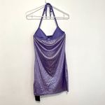 SheIn NEW NWT  SXY Backless Ruched Halter Bodycon Dress Purple Silver Iridescent Photo 13