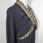 Max Studio  London Gold and Navy Print Dress Size Medium Navy Scarf A-Line Dress Photo 5