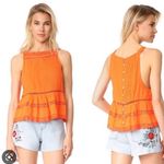 Free People firecracker orange embroidered edge top Photo 1