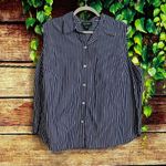 Ralph Lauren Lauren Sleeveless Button Up Blouse 3X Striped Blue Tank Polo Shirt Photo 0