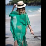 Boutique NEW Kelly Green Sheer Kimono Beach Coverup Swim  Photo 2
