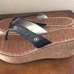 Sam Edelman  faux croc print Romy black cork wedge thong Sandals Women’s size 9.5 Photo 2