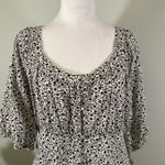 Old Navy XL Peasant Top Blouse Puffed Sleeve Smocked Back Floral Print Button Photo 2