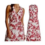 Ralph Lauren Polo  Dress Women 6 Red White Floral Linen Belted Wrap Preppy Boho Photo 1