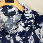 Ming Wang Tunic Top Womens 2X Navy White Print Sheer Button Up 100% Cotton Plus Photo 13