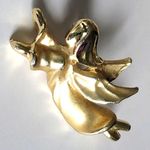 Luigi Giusti "Gigi" Frosted Gold Tone Flying Angel Lapel Pin Vintage Mad… Photo 2