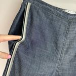 Trina Turk  Lyocell Linen Wide Leg Crop Slit Hem Pants Sz Medium Blue Chambray Photo 4