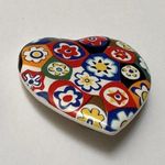 Large Oversized Ceramic Heart Clip On Earrings Multi Color Floral Mosaic Print Photo 5
