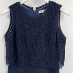 Rebecca Taylor  Refined Suiting Lace Dress Sleeveless Navy Blue Size 4 Office Photo 4