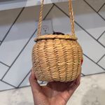 vintage handmade woven bucket basket purse bohemian coastal, or cottagecore mini Photo 6