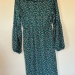 Large Floral Teal Long Sleeve Dress Green Photo 4