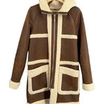 Avec Les Filles Women’s Reversible Faux Shearling Hooded Coat Brown Tan Size S Photo 0