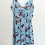 Charlotte Russe Blue Floral Bow Tank Top Keyhole Front Summer Mini Dress Photo 0