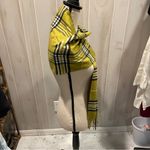 Cute citron avocado plaid stripe super soft scarf 13x74 fringe Yellow Photo 8