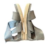 Eileen Fisher leather platform silver sandals sz 8 strappy open toe ankle zip Photo 3