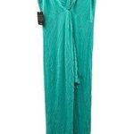 Bebe Summer Dream Turquoise Blue Sleeveless Twist Front Slinky Gown Dress Size M Photo 0
