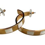 J.Crew gold tone and cream striped hoop earrings Photo 0