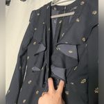 Topshop Navy Blue and Cream Floral Ruffle Long Sleeve Romper 6 Photo 4