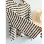 Madewell  | NWT Crewneck Long-Sleeve Knit Tee in Stripe navy cream | Sz M Photo 4