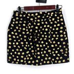 WHIT Women's Polka Dot Gold Foil Print Pocket Lined Mini Skirt Black Gold Size 2 Photo 0