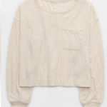 Aerie  ENDLESS SUMMER WOMENS CREAM LONG SLEEVE SHIRT MEDIUM Photo 0