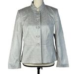 Pendleton  Petite SZ 8P Peplum Blazer Jacket Button Up Long Sleeve Lt Gray Womens Photo 0